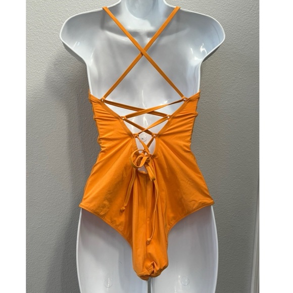 womens H&M yellow orange one piece bathing suit - size 10 - Picture 2 of 4
